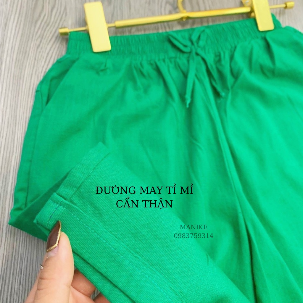 Quần Đùi Nữ Manike Chất Thô Kaki Mặc Nhà Đi Chơi Dáng Short Cạp Cao Lưng Thun