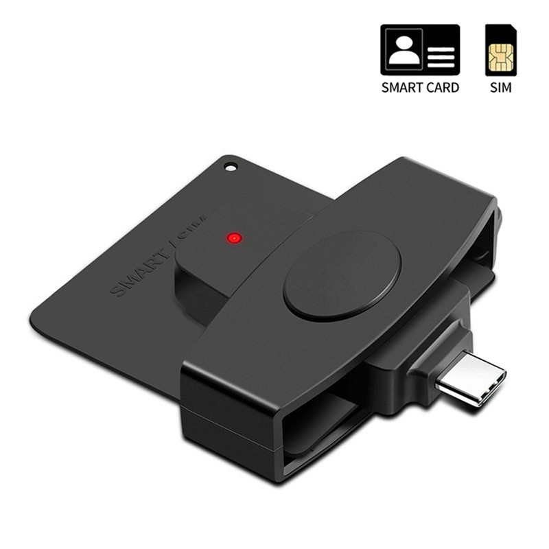 2PCS USB C Card Reader Smart Card Reader ID/Bank/SIM CAC Adapter Reader Portable Card Reader