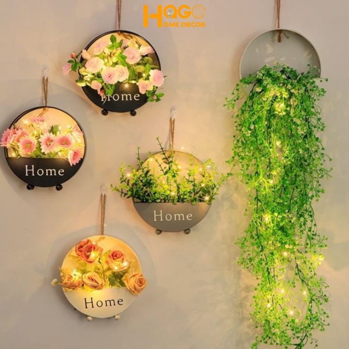 Giỏ hoa, lẵng hoa chữ Home treo tường cắm sẵn nhiều mẫu hoa xinh
