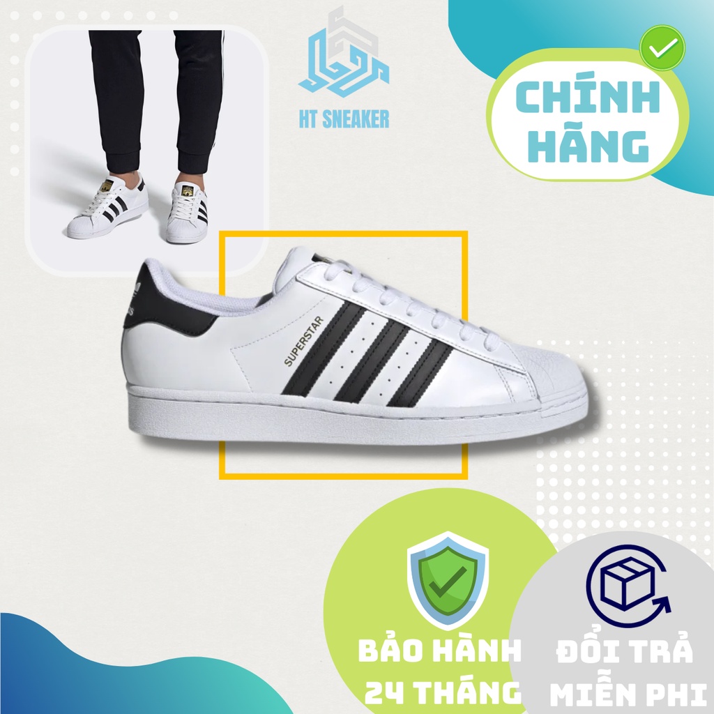 Giày Adidas Superstar Mũi Sò, Unisex tem vàng Chính Hãng - Fullbox