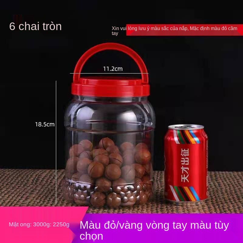 5 catties chai mật ong sỉ 2 nhựa trong suốt rỗng có nắp thùng đựng thức ăn dưa muối Đóng lon hộp kín