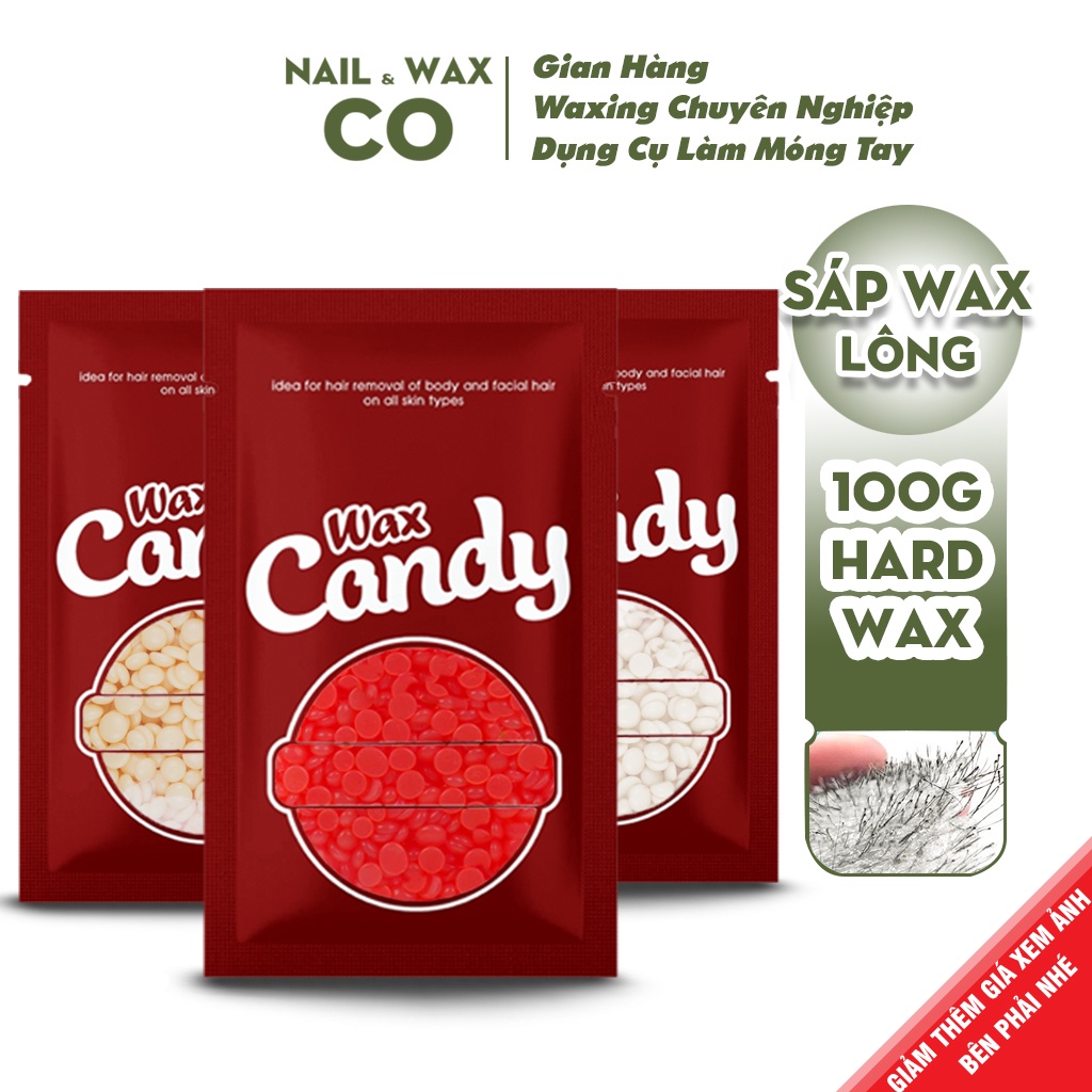 Sáp wax lông nóng hạt đậu Hard Wax Beans Candy Wax Hạt wax nóng màu sắc túi 100g SWL01