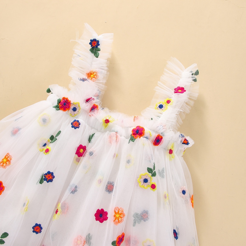 BCBL Đầm xòe hai dây in họa tiết hoa thời trang mùa hè xinh xắn cho bé gái 1 tuổi