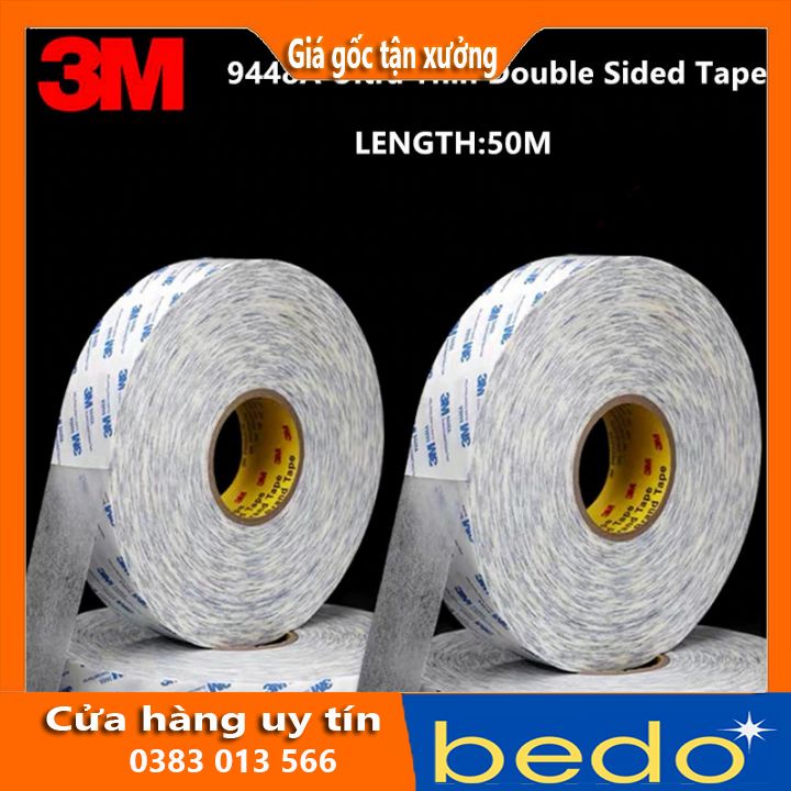 Băng dính 3M 9448A siêu dính Loại 1cm dài 50m của 3M chính hãng, và 2cm dài 3m, Dính mọi vật liệu, Không để lộ vết keo