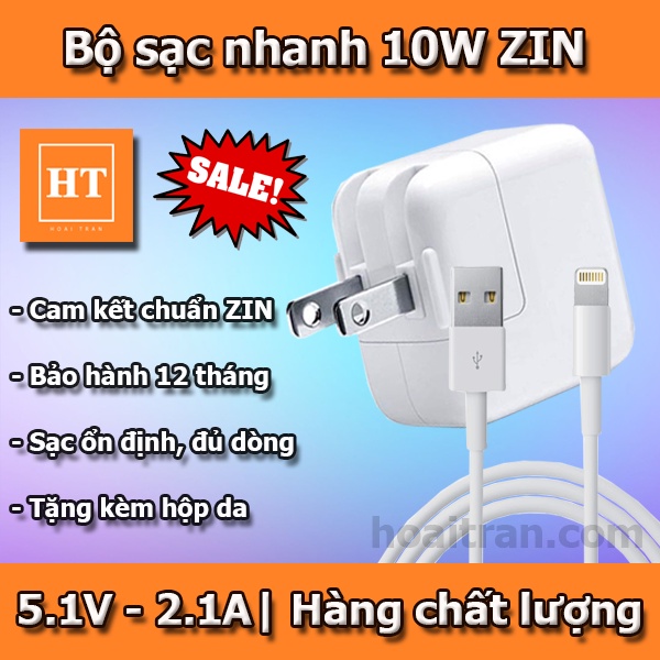 Combo củ sạc tablet táo 10w + Cáp IPX zin (Tặng Bao Da)