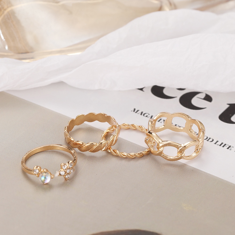 iF YOU Set nhẫn bướm đính đá/ ngọc trai lấp lánh thời trang 2021 cho nữ