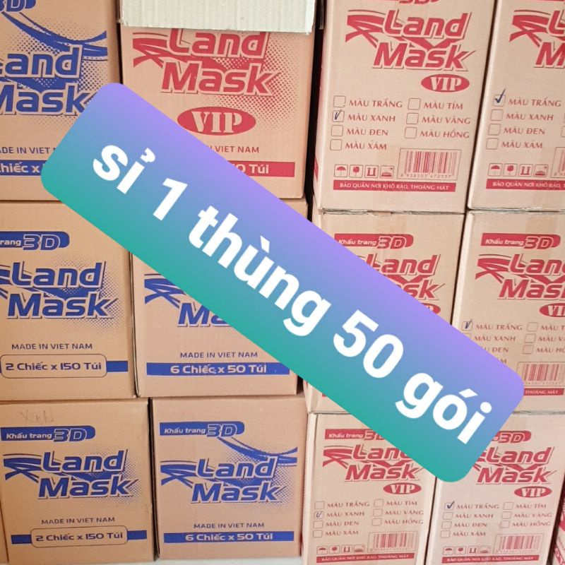 1 Thùng Khẩu trang người lớn 3D Landmask 50 bịch ( gói 6 chiếc ) - Hàng chính hãng