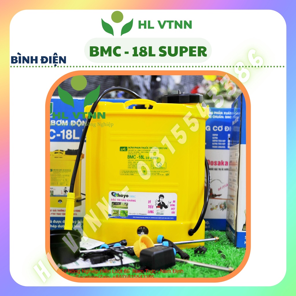 Bình phun thuốc trừ sâu bình xịt điện bình phun khử trùng khử khuẩn bình bơm thuốc sâu bằng điện BMC-18L 2.0 Super-BP02-