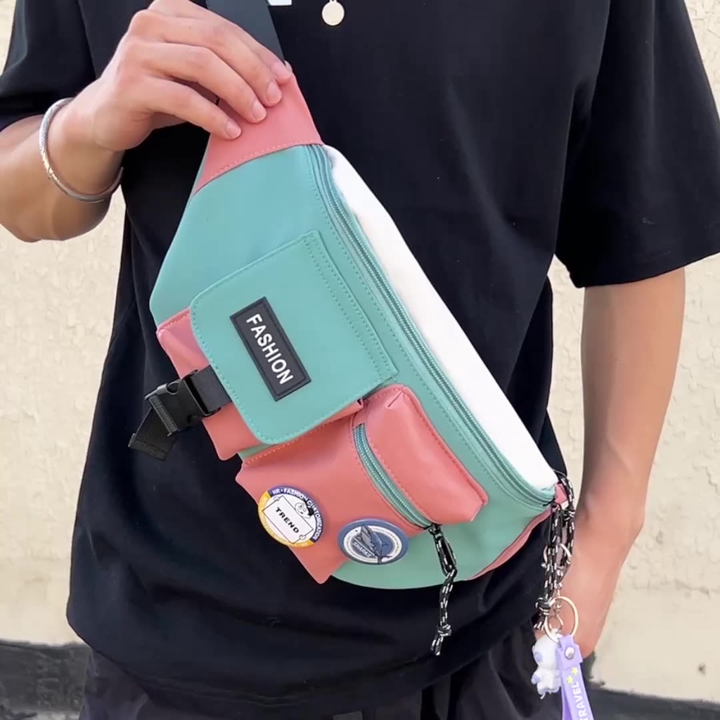 Túi đeo chéo nam, túi bao tử Collection thời trang phong cách Hàn Quốc, tặng kèm móc khóa phi hành gia cute, Apolo Shop