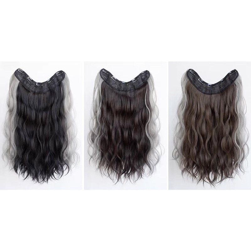 Tóc giả kẹp xù 60cm móc light xám❤️ free ship 50k❤️ hàng cao cấp