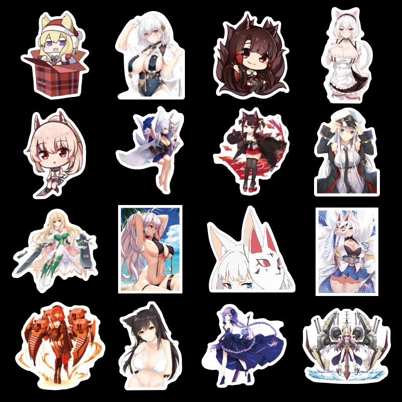 Set 50 miếng sticker hình game Azur Lane dán trang trí độc đáo