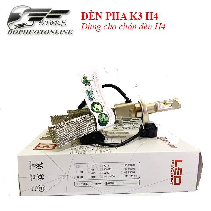 Đèn Pha Led K3 Chân H4 Siêu Sáng 6000K <DPOL>
