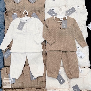 Set 2 bộ coton len dài tay cho bé
