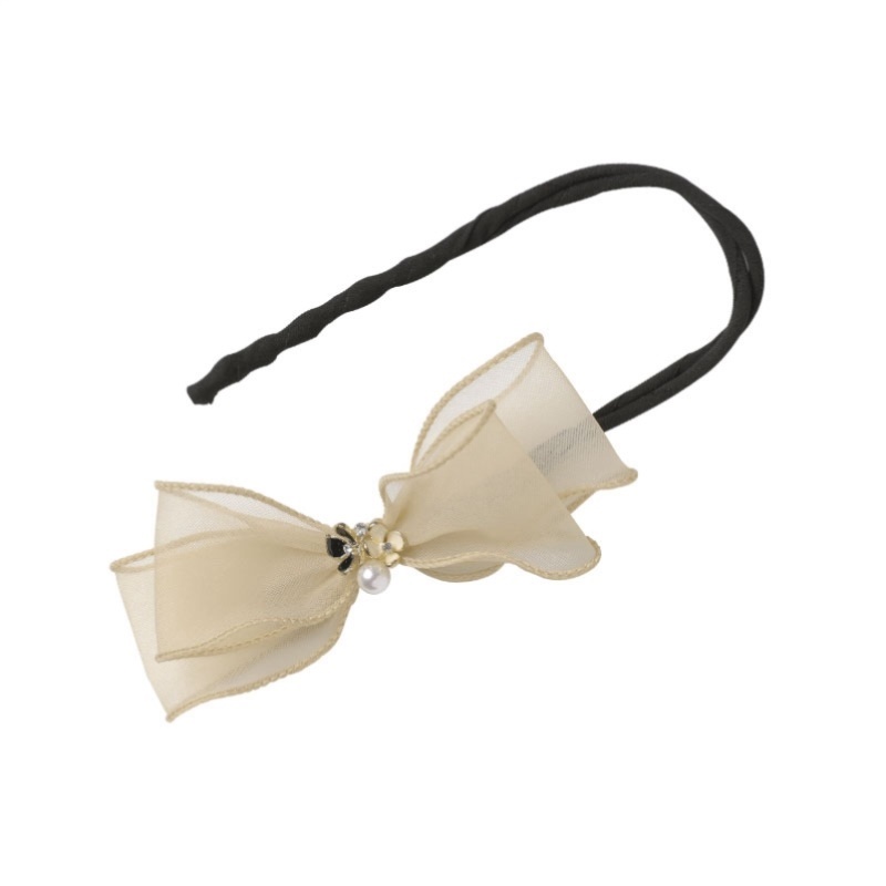 Dây Buộc Tóc Hình Nơ Ren Đính Ngọc Trai Phong Cách Hàn Quốc