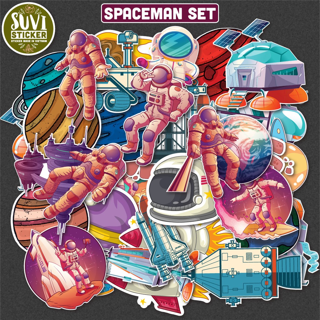 Sticker Galaxy Spaceman chống nước sticker dán laptop, đàn guitar, mũ bảo hiểm, vali. MSP: G07