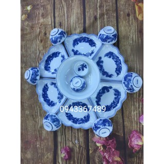 Bộ bát đĩa mặt trời vẽ rồng ĐK 58cm.Hàng sứ Bát Tràng