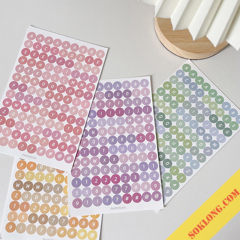 Sticker chữ in hoa alphabet màu pastel STI56 nhãn dán chữ tiếng anh trang trí sổ vở SOKLONG, bullet journal
