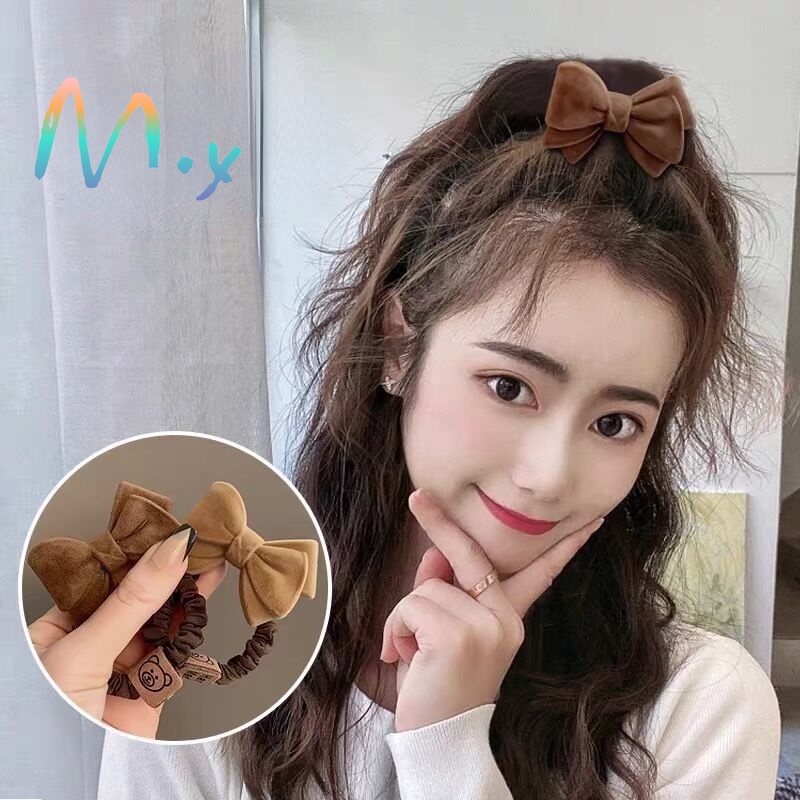 Dây buộc tóc đính nơ phong cách Hàn Quốc cho nữ