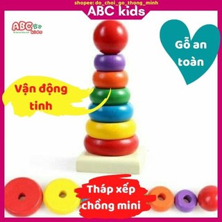 Đồ chơi cho bé 💖FREESHIP💖 ABC kids_Bộ Tháp Xếp Chồng Màu Sắc Bằng Gỗ Cho Bé Phát Triển Tư Duy