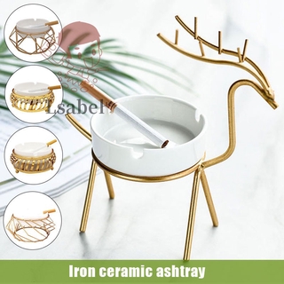 Khay gạt tàn thuốc bằng gốm hình tròn in hình hươu sáng tạo