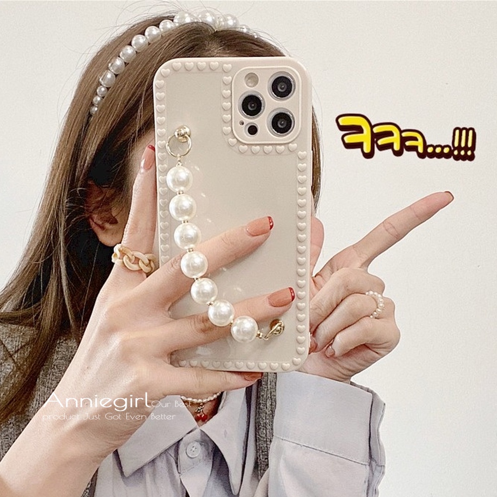 Ốp điện thoại gắn dây đeo ngọc trai giả sang trọng thích hợp cho Iphone 12 11 Pro Max 8 7 Plus XsMax Xr X