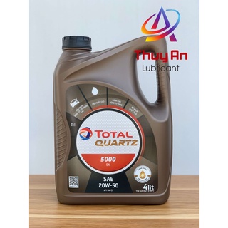 Nhớt Ôtô TOTAL QUARTZ 5000 SN 20W-50 - Dầu Gốc Khoáng Cao Cấp Sử Dụng Động Cơ Xăng & Diesel (Bình 4L)