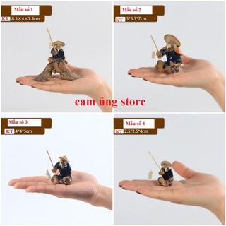 Ông lão câu cá trang trí tiểu cảnh, bonsai, bán cạn thủy sinh- tượng ông lão câu cá cỡ nhỏ trang trí thủy sinh tiểu cảnh