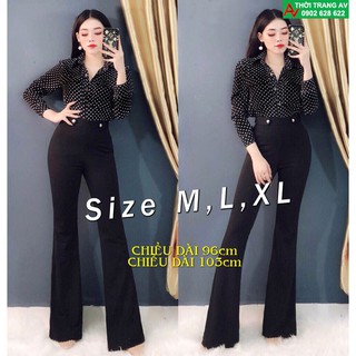 Jumpsuit - Đồ bay dài ống loe phối áo chấm bi xinh xắn - AV6241