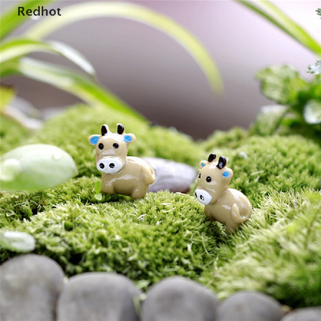 Bộ 2 Mô Hình Bò Sữa Mini Dễ Thương Trang Trí Sân Vườn