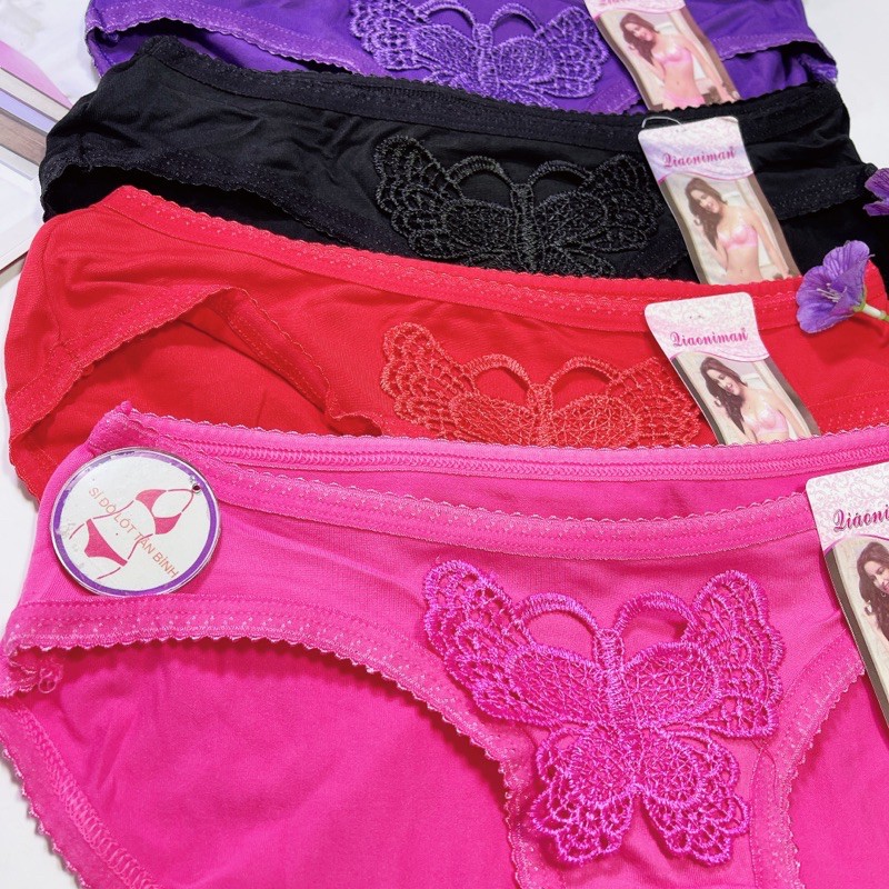 Quần lót cotton 8678 họa tiết thêu bướm size&lt;50kg