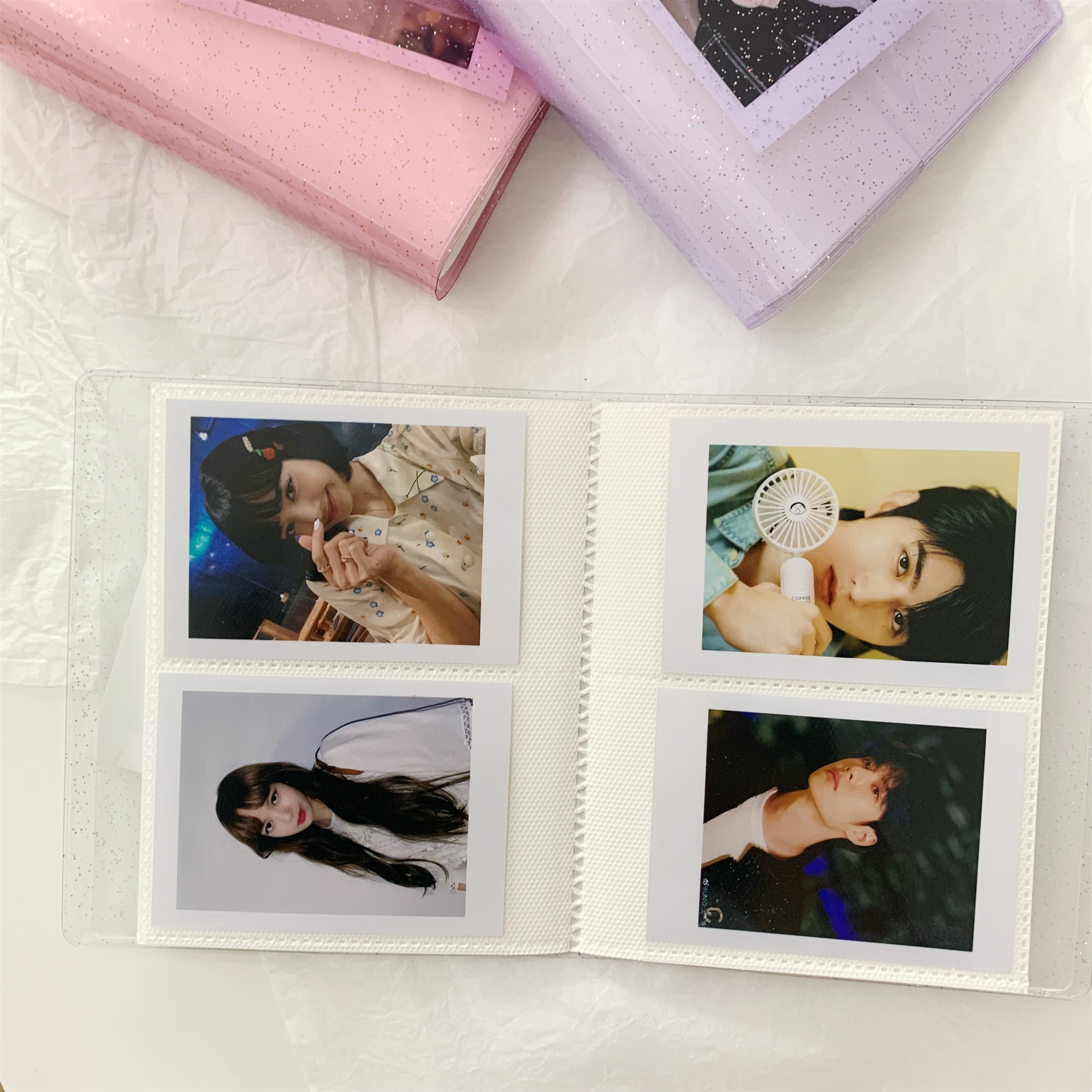 Album mini màu trong suốt phối kim tuyến đẹp mắt dùng đựng ảnh polaroid/danh thiếp 3 inch