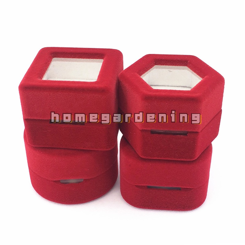 Hộp Đựng Nhẫn Hình Trái Tim/Vuông/Tròn Bằng Nhung Dùng Làm Quà Cưới