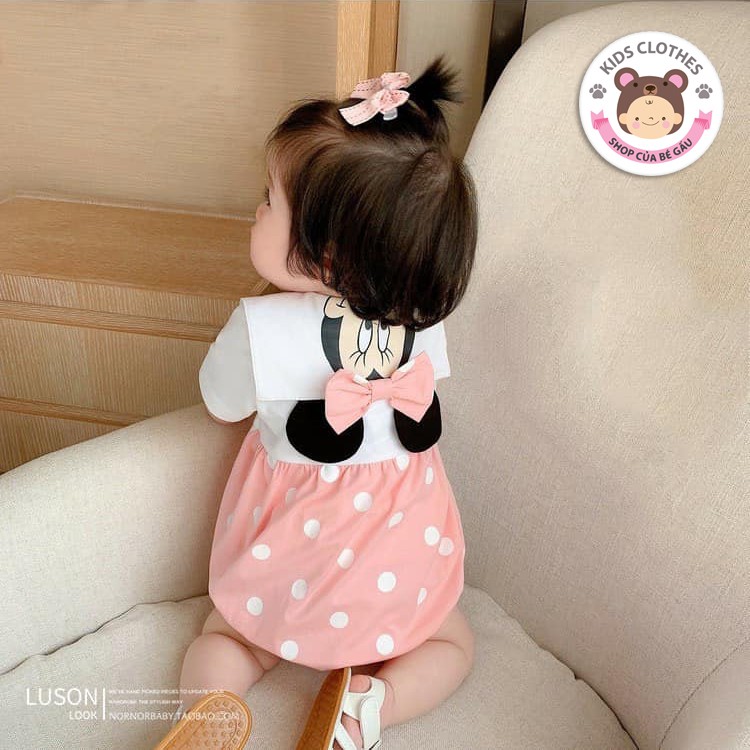Bộ body cho bé gái Mickey hồng, bodysuit cho bé sơ sinh diện hè 5-15kg