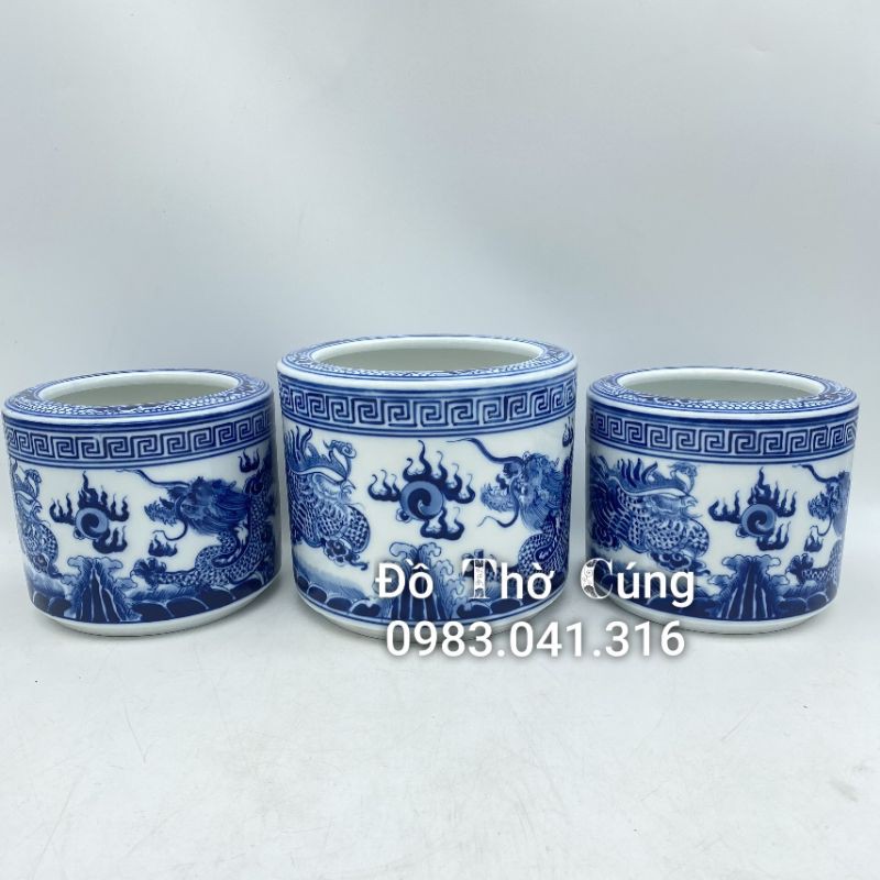 Bát Hương rồng phượng màu lam các cỡ