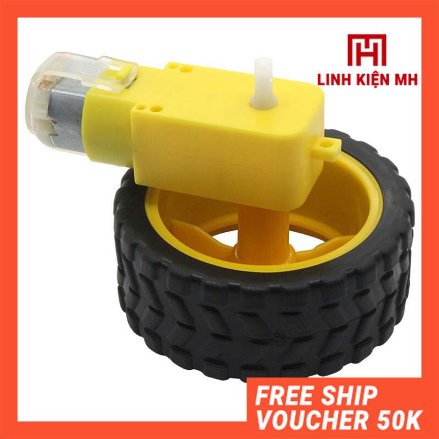 Combo Động Cơ Giảm Tốc Vàng 3V-9V + Bánh Xe