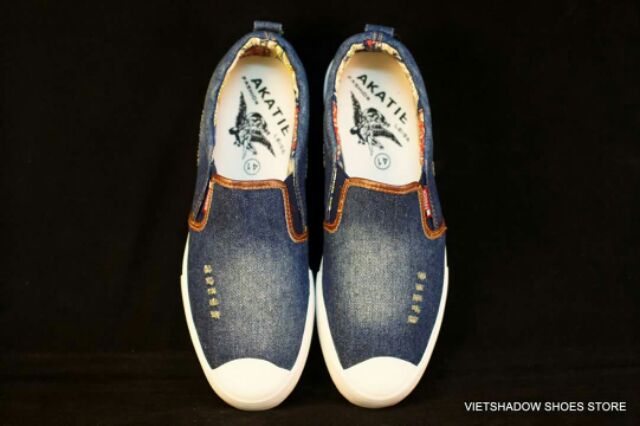 Slip on nam | Giày lười vải bò nam thương hiệu Akatie - Mã SP 72-xanh | BigBuy360 - bigbuy360.vn