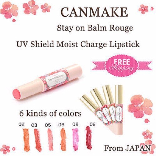 Son dưỡng có màu Canmake Stay On Balm Rouge - màu 05 Flowing Cherry Petal (Nhật)