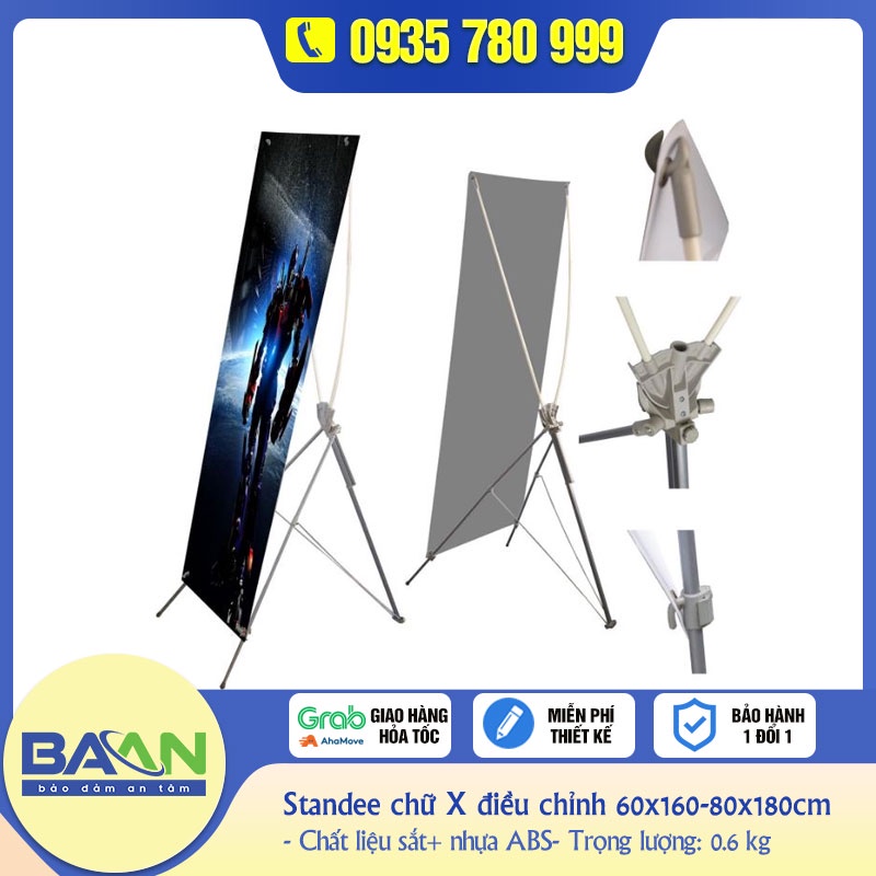 Standee điều chỉnh kích thước 60-160 hoặc 80x180 cm