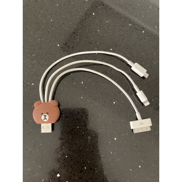 Dây sạc iphone,samsung tặng &chia tai nghe sạc mẫu Gấu Thỏ Vịt Brown Line