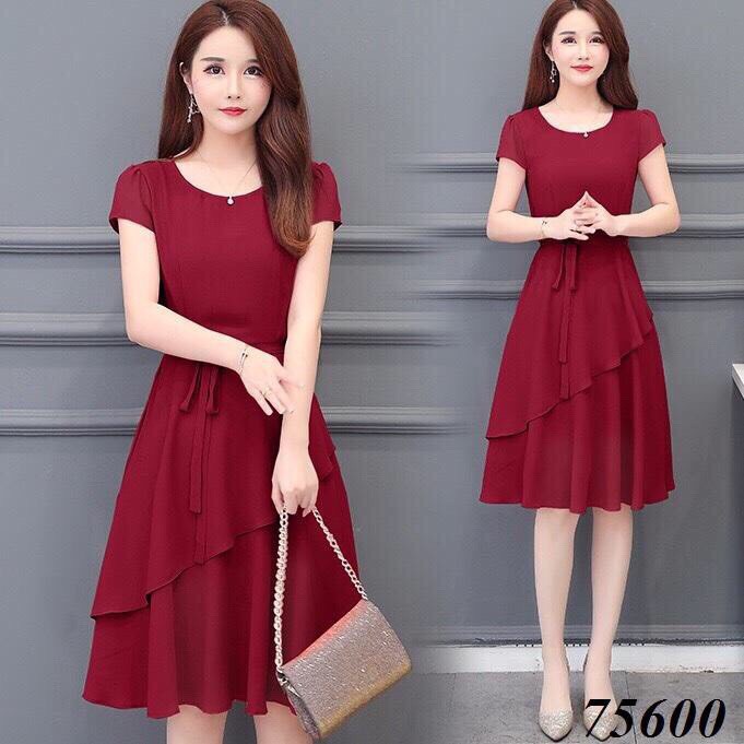 Đầm voan chiffon xếp tà nhẹ nhàng nữ tính cho phái đẹp / có size XXL