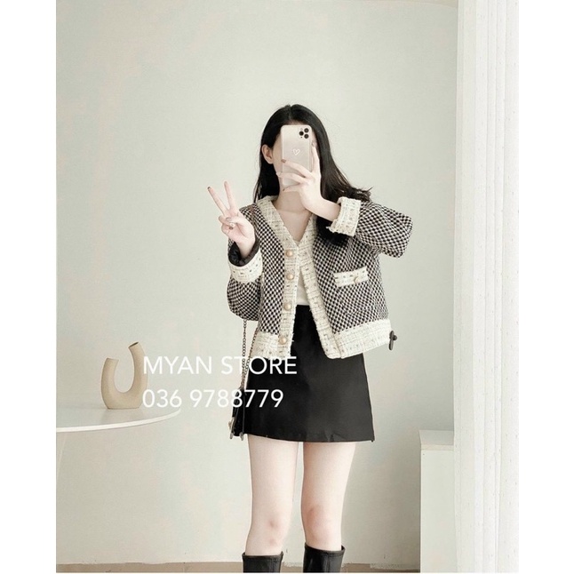 SET 3 MÓN : KHOÁC DẠ VIỀN + ÁO CỔ V + CHÂN VÁY | BigBuy360 - bigbuy360.vn