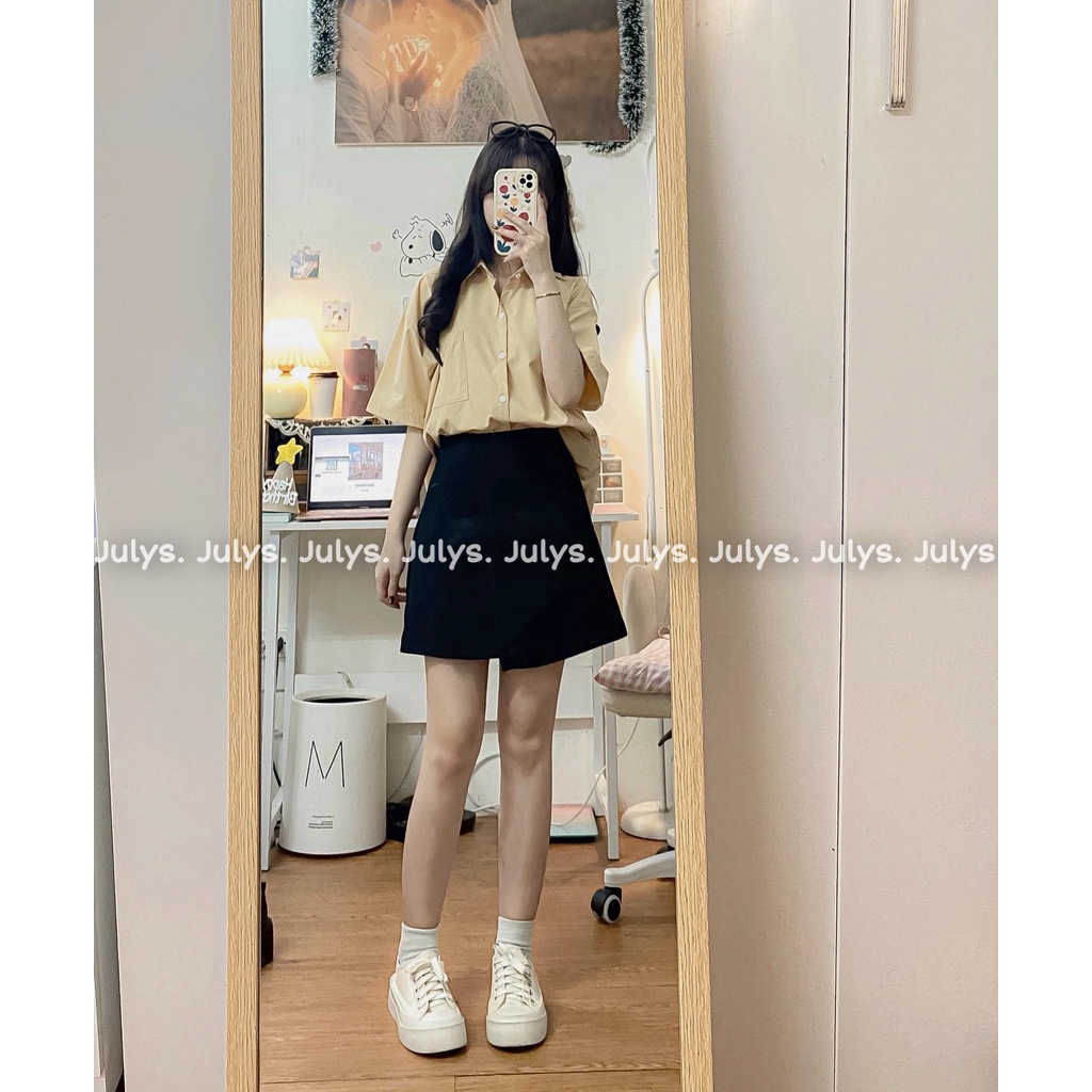 Áo sơ mi túi hộp ulzzang logo chữ (ảnh thật kèm video)