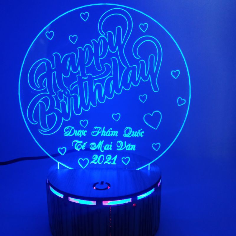 Đèn Led 3D Happy Birthday Khắc Tên Ngày Sinh Miễn Phí