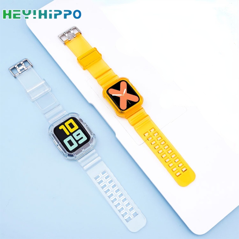 Dây đeo silicon trong suốt thích hợp cho đồng hồ thông minh Apple watch series se 6 5 4 3 38 40 42 44 mm