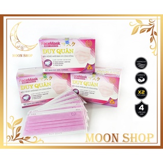 (Màu Hồng) Hộp khẩu trang y tế 4 lớp màu Hồng Duy Quân 50 cái