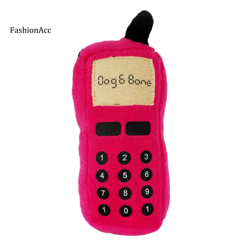 FHAC_Pet Dog Puppy Funny Cellphone Shape Plush Doll Playing Training Chew Squeaky Toy