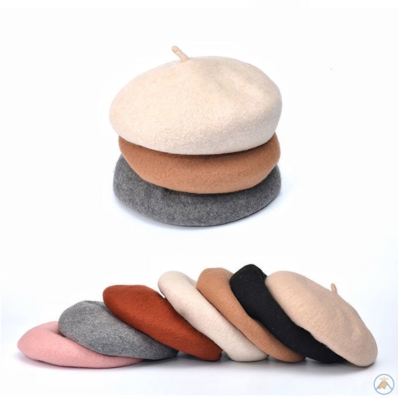 Mũ cho bé gái - Mũ nồi len beret siêu xinh có dây rút cho bé gái từ 2-8 tuổi chất mềm mịn có chóp củ cải ML02