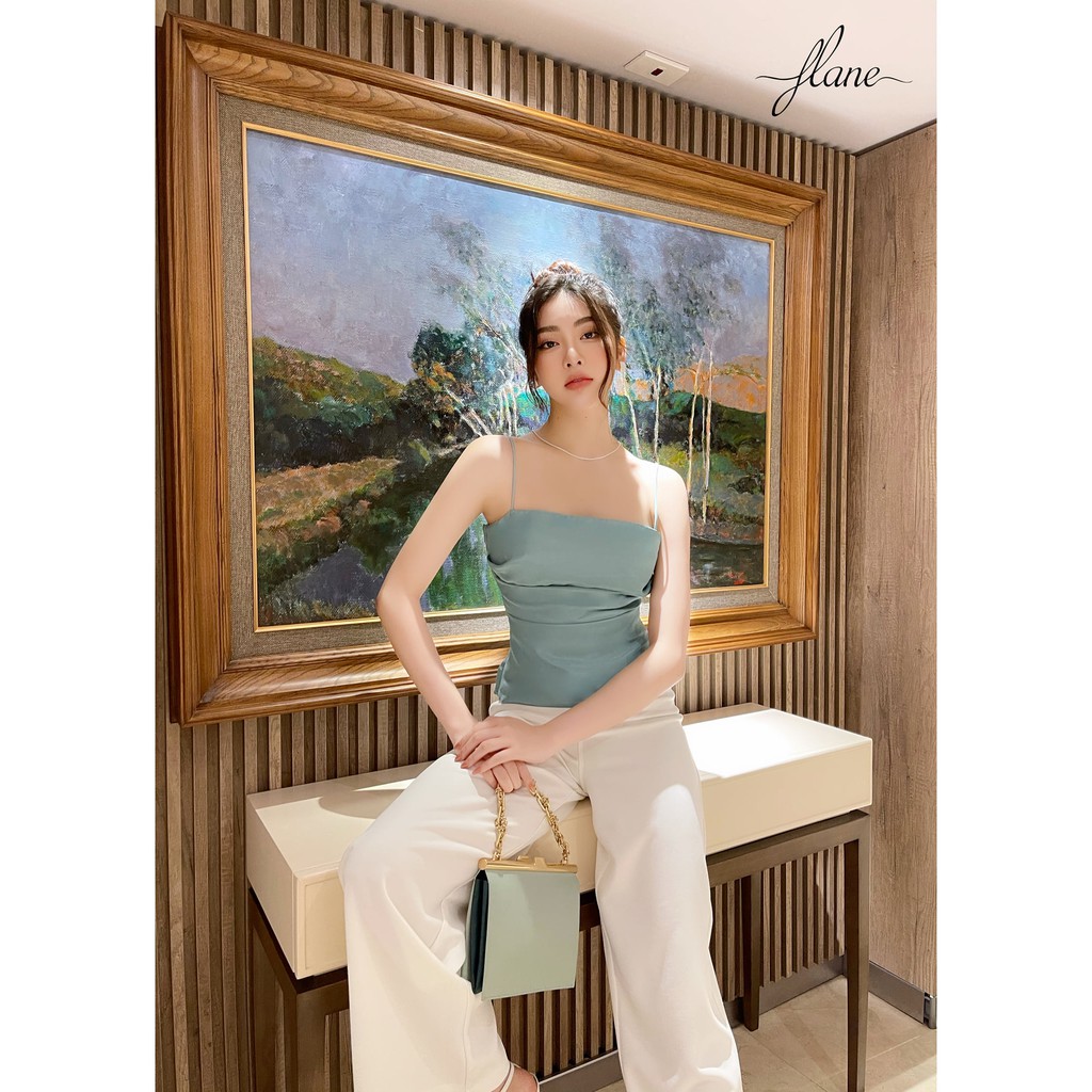 Áo 2d xanh lụa  [FREESHIP] áo 2 dây thiết kế by Flane