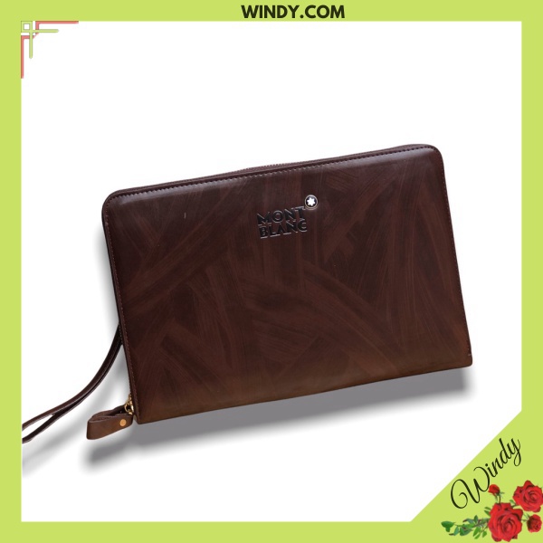 Ví Cầm Tay, CLucth Nam Monbl.al Bản To 2 Khóa Kẹp Nách Đựng GIấy Tờ Xe Da Bò 100% Sang Trọng Đẳng Cấp WD552