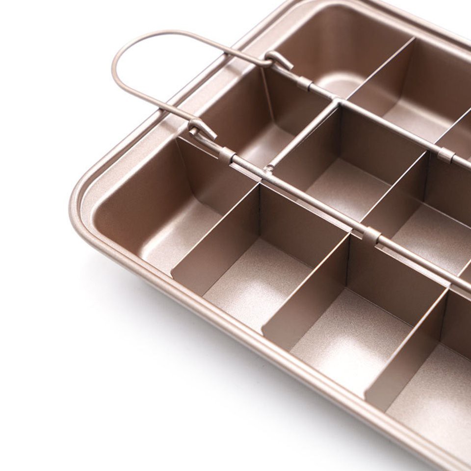 #DEY Non-stick Baking Tray Copper Brownie With 18 Holes With Integrated Slicer